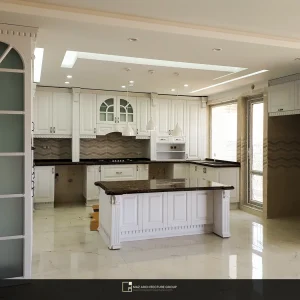 طراحی آشپزخانه کلاسیک، نصب کابینت و جزیره